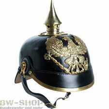 PREUßISCHE PICKELHAUBE SCHWARZ 1. WELTKRIEG KARNEVAL FASCHING HELM LEDER MESSING