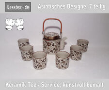 Asiatisches Tee - Service Keramik bemalt, 7 teilig, 1 Teekanne 6 Teebecher #3