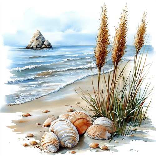 Wandbild strand muscheln meer - strand,