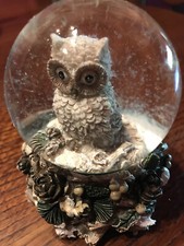 Schneekugel Eule natur selten 9 cm hoch NEU Schüttelkugel