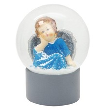 Schneekugel Engel blau auf