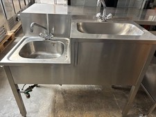 1 Edelstahl Doppel Spüle Spülbecken Spültisch Handwaschbecken B 110 cm