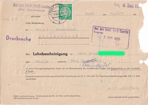 Ddr faltbrief mit dienstmarke - ddr-faltbrief,