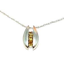 schöner Citrin Anhänger honiggelb mit 50cm Anker Kette 925 Sterling Silber