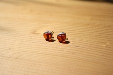 1 schönes Paar Ohrstecker, Ohrringe mit Bernstein und 925 Silber, oval 9 mm