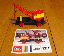 Lego Eisenbahn 4,5V Kranwagen Nr. 128 mit Anleitung 1971 schöner Zustand