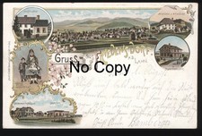 #1600 AK Litho Friedensdorf Dautphetal Kr Marburg-Biedenkopf Schreinerei Bahnhof