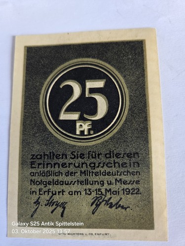 Notgeld thüringen erfurt 25 - erfurt,,