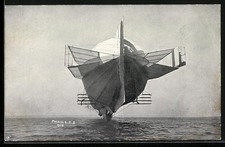 Luftschiff Zeppelin, Modell 4 auf dem Wasser, Ansichtskarte 
