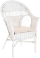Stapelbarer Rattansessel mit Sitzpolster Korbsessel aus echtem Rattan (Weiss)