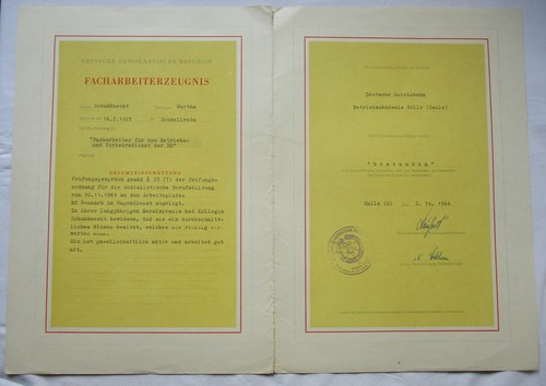 Ddr urkunde facharbeiter - urkunde,