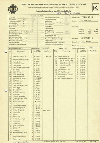 Datenblatt einstelldaten solex - datenblatt,