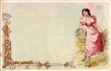 Jugendstil Litho Dame im