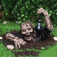 Zombie mit Led Laterne Harz Zombie Garten Statuen Horror Gartenzwerge StatueBPA