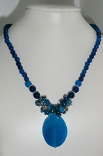 schicke blaue Achat KETTE, Collier Länge 45 + 5 cm, Größe ca. Ø 10 - 30 mm, NEU 