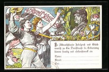 Lithographie Otto von Bismarck in Uniform portraitiert, Karte zum 80. Geburtsta 