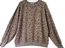 WASABI lässiges Sweat-Shirt Long-Shirt 46-48-50 BW stone washed Leoprint grau