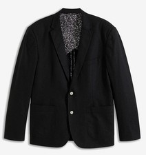 Leinensakko Regular Fit Gr. 48 Schwarz Herren Leinen-Sakko Neu