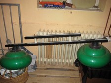 Billardlampe Metall mit 2 grünen Plastikschirmen Vintage 80-iger gut erhalten