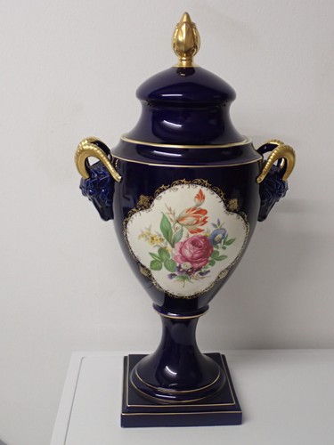Riesige kobaldblaue deckelvase - riesige,