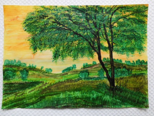 Aquarell abendliche landschaft - abendliche,