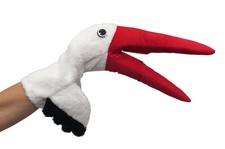 Plüsch-Handpuppe Storch 48cm, mit Klapper