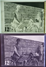 Seltenes Foto Negativ, Motorradrennen: GP Österreich 1930 - unbekannte Maschine