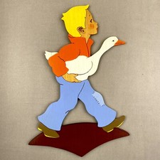 Hans im Glück mit feinen Gesichtszügen 50er Mertens-Kunst 22cm Märchen-Holzbild