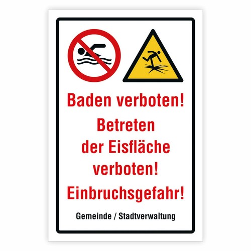 Warnschild baden verboten - verboten, –