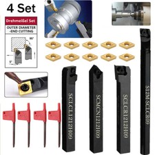 4X Drehmeißel Set 12mm Drehstahl Klemmhalter Bohrstange + 10 Wendeschneidplatten