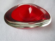 Murano Glas Schale rot klar
