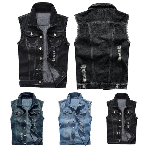 Retro ärmellos herren denim - Ärmellos,