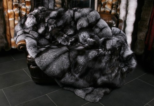 1301 silberfuchs felldecke aus - silberfuchs,