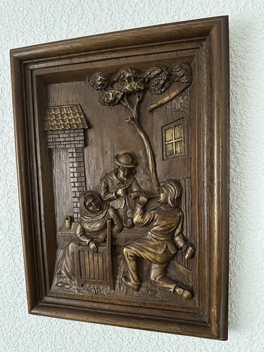 Handgeschnitztes holzrelief - handgeschnitztes,