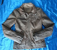 Zara Lederjacke Kunstleder Pelzkragen Fake Fur Fell Jacke braun Bikerjacke XS