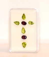 Peridot & Granat Edelstein Set – 7 Stück, insgesamt 6,2 Karat, 8x5 und 7x5 mm