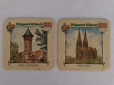 2 Bierdeckel Coasters ~*~ Kuppers Kolsch ~*~ Köln, Deutschland Schloss & Kirche