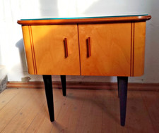 Midcentury Design DDR Nachttisch Schränkchen Nachtschrank Kommode Glasplatte