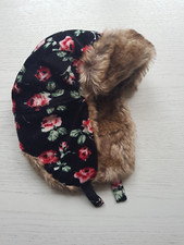 TU (UK) süße warme MÄDCHEN Winter MÜTZE Schapka Uschanka 54 7-10J. mit Fell NW