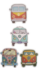 4 VW Bus ☮️❤️ Aufkleber Sticker Peace Love Kult T1 70s Hippie