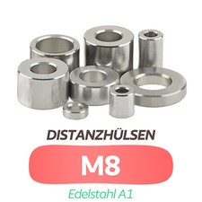 Distanzhülse M8 Edelstahl A1 Ø12-24mm Loch-Ø 8,2mm Distanzhalter Abstandshalter