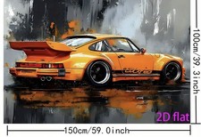 Porsche RS 911 turbo-Polyester 2D Poster/Banner150x100cmWerkstatt CupRennsp5336
