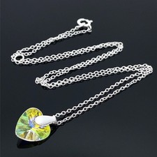 KINDER KETTE & HERZ ANHÄNGER  AUS 925/- SILBER MIT KRISTALL SCHMUCKJAGD