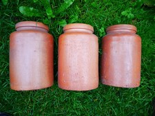 3 Stück Steinguttopf vintage  braun  20cm Hoch Durchmesser 13,5cm Nostalgie Topf