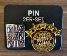 FC BAYERN MÜNCHEN PIN 2er-Set MIA SAN MIA und Vereinsabzeichen gold 5 Sterne NEU