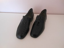 Schwarze  Echtleder Kroko Lorenzo Banfi Slipper  Gr.42