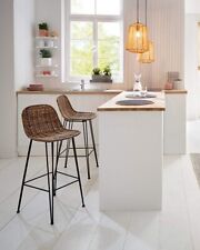 Rattan Bar Stuhl "Modern Line" grau, Sitz Höhe 67cm, Korb Küchen Tresen Hocker