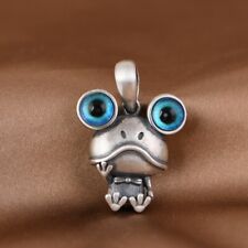 I05 Anhänger Frosch große blaue Augen Silber 925
