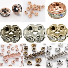 30 Stück Spacer Metallperlen mit Strass gold Perlen Bastelperlen