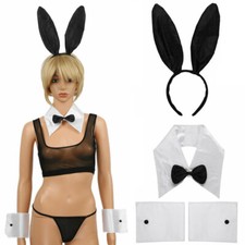 Kostümset Bunny, Haarreif mit Ohren, Kragen, Manschetten und Schwanz Cosplay Set